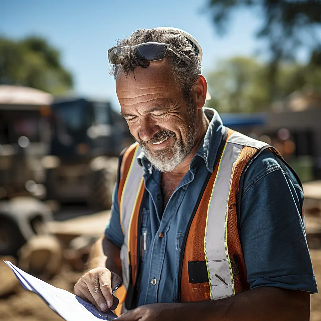 An older trades person, looking over building plans